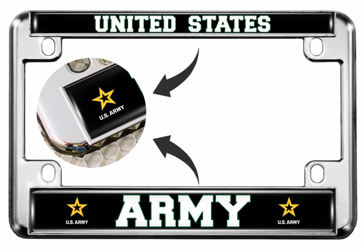 U.S. Army with Star Logo - Motorcycle Metal License Plate Frame